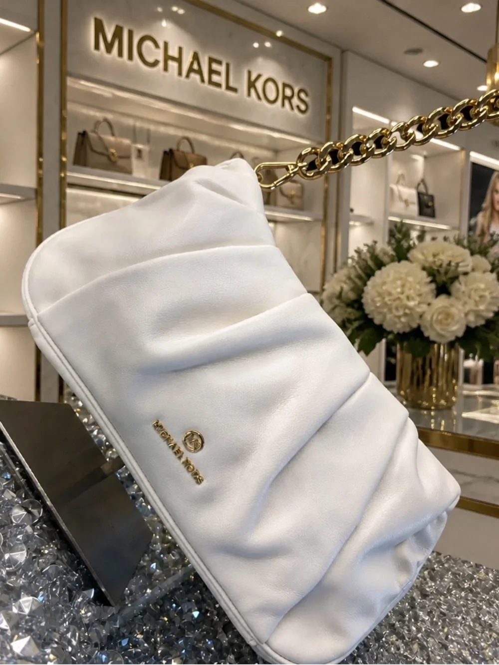 MICHAEL KORS Borsetta Hannah 30T1GNNC1U Bianco Crossbody purse